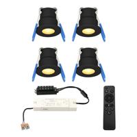 Set van 4 12V 3W - Mini LED Inbouwspot - Zwart - Dimbaar - Verzonken - Verandaverlichting - IP65 voor buiten - 2700K - Warm wit