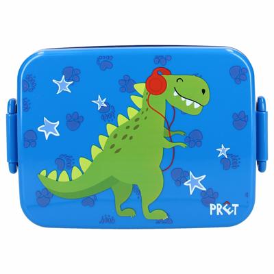 Pret Dino Broodtrommel - blauw - kunststof - 16x13 cm - lunchbox kinderen