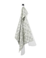 HEMA Theedoek 65x65 katoen grijsgroen viooltjes (groen)