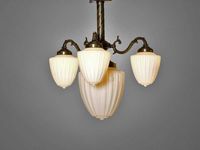 Kroonluchter Liverpool antiek brons wit glas Kroonluchter Liverpool antiek brons wit glas