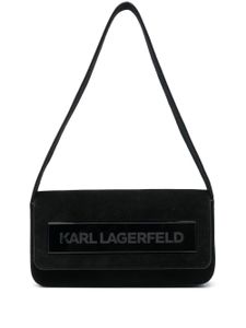 Karl Lagerfeld sac porté épaule IKON K médium en daim - Noir