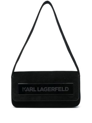 Karl Lagerfeld sac porté épaule IKON K médium en daim - Noir