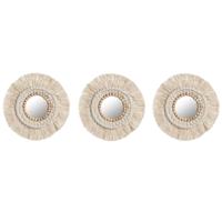 Set spiegels Home ESPRIT Wit Boho 20 x 1 x 20 cm (3 Onderdelen)
