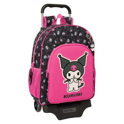 Schoolrugzak met Wielen Kuromi Zwart Fuchsia 33 x 42 x 14 cm