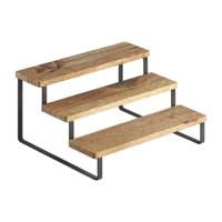 Metaltex York Lava Kruidenrek 3 Etages 23x27x13 cm Acacia Hout/Zwart Metaal