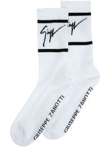 Giuseppe Zanotti chaussettes 3/4 en maille intarsia - Blanc