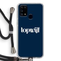 Topwijf Navy: Samsung Galaxy M31 Transparant Hoesje met koord