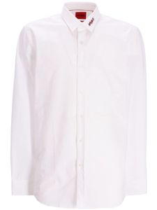 HUGO embroidered-collar poplin shirt - Blanc