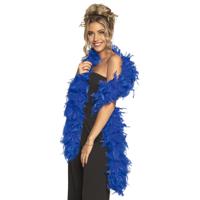 Carnaval verkleed boa met veren - blauw - 180 cm - 80 gram - Glitter and Glamour - thumbnail