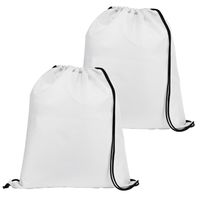 Gymtas/lunchtas/zwemtas met rijgkoord - 2x - voor kinderen - wit - 35 x 41 cm