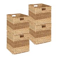 5Five gevlochten jute opbergmand met handvaten - 4x - naturel - 38 x 38 x 38 cm