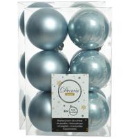 Decoris kerstballen - 24x st - lichtblauw - 6 cm - kunststof - mat/glans - kerstversiering