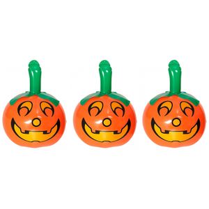 3x stuks halloween versiering opblaas pompoen van 46 cm