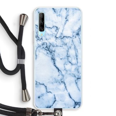 Blauw marmer: Huawei P Smart Pro Transparant Hoesje met koord