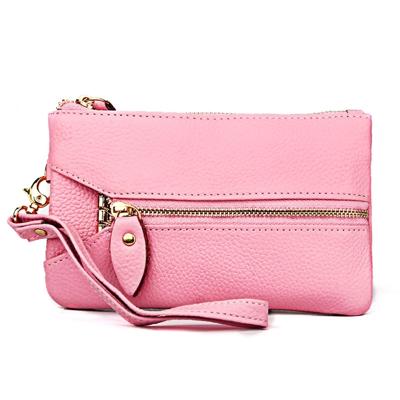 2001 horizontale vierkante Litchi textuur portemonnee Clutch tas voor dames met afneembare hand riem & 6 sleutelhangers (roze)