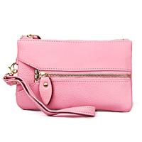 2001 horizontale vierkante Litchi textuur portemonnee Clutch tas voor dames met afneembare hand riem & 6 sleutelhangers (roze)