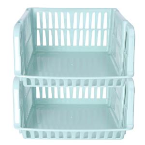 Stapelbare opbergmand - 2x - Mintgroen - 16 liter - kunststof - 38 x 28 x 15 cm