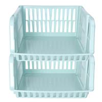 Stapelbare opbergmand - 2x - Mintgroen - 16 liter - kunststof - 38 x 28 x 15 cm Stapelbare opbergmand - 2x - Mintgroen - 16 liter - kunststof - 38 x 28 x 15 cm