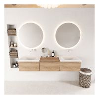 Mondiaz Bukla 180cm badmeubel met module 60 kleur washed oak met 3 lades wastafel dubbel zonder kraangat kleur talc