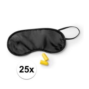 25x Slaapmaskers zwart met oordoppen