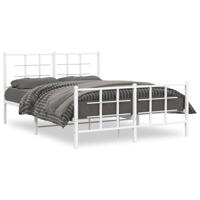 Bedframe met hoofd- en voeteneinde metaal wit 135x190 cm