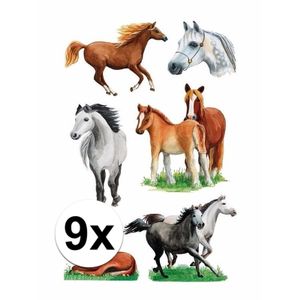 Dieren stickers paarden rassen 9 stuks