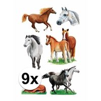 Dieren stickers paarden rassen 9 stuks - thumbnail