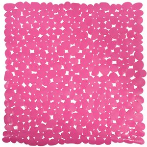 Douche/bad anti-slip mat badkamer - pvc - fuchsia roze - 53 x 53 cm - vierkant