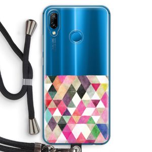 Gekleurde driehoekjes: Huawei P20 Lite Transparant Hoesje met koord