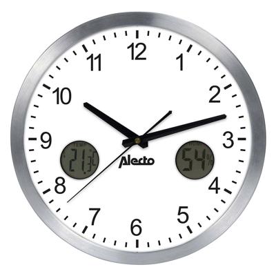 Alecto AK-15 - Grote analoge wandklok met thermometer en hygrometer - Diameter 30,5 cm
