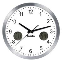 Alecto AK-15 - Grote analoge wandklok met thermometer en hygrometer - Diameter 30,5 cm