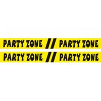 Folat Markeerlint party zone - 2x stuks - 15 meter - geel/zwart - afzetlint feest versiering