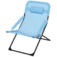 Outsunny Opvouwbare stoel, 4-traps verstelbaar, ademend, metalen frame, 69 x 91 x 96 cm, Zwart/Blauw