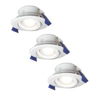 Set van 3 Lima LED inbouwspots - 5 Watt 400 lumen - 6000K daglicht wit - GU10 - Dimbaar - Rond - Kantelbaar - IP65 waterdicht - Wit - Voor binnen, buiten en badkamer