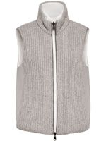 Brunello Cucinelli gilet matelassé en maille nervurée - Gris - thumbnail