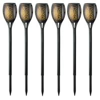 Lumineo Solar tuinlamp / fakkel / prikspot - 6x - vlameffect - zonne-energie - 61 cm