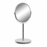 Make-up spiegel op standaard rvs/zilver H34 en D18 cm   -