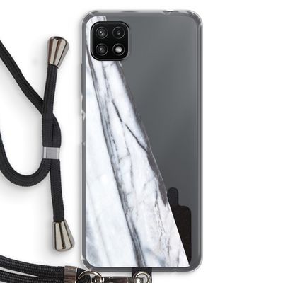 Gestreepte marmer: Samsung Galaxy A22 5G Transparant Hoesje met koord