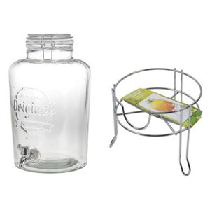 Drankdispenser/limonadedispenser op verhoger - glas - RVS - 8 liter - 18 x 37 cm