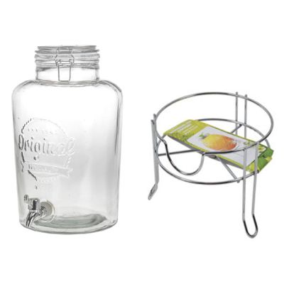 Drankdispenser/limonadedispenser op verhoger - glas - RVS - 8 liter - 18 x 37 cm