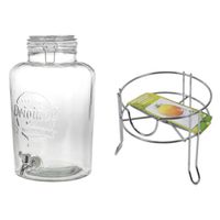 Drankdispenser/limonadedispenser op verhoger - glas - RVS - 8 liter - 18 x 37 cm Drankdispenser/limonadedispenser op verhoger - glas - RVS - 8 liter - 18 x 37 cm