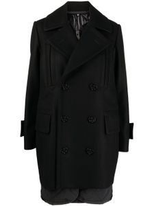 sacai manteau croisé en laine à design superposé - Noir