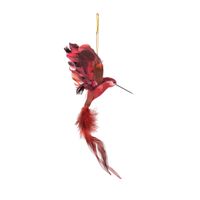 1x stuks kunststof kersthangers kolibrie rood 18 cm kerstornamenten   -