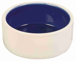 TRIXIE VOERBAK KERAMIEK CRÈME / BLAUW 12X12 CM 350 ML 4 ST