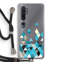 Gekleurde driehoekjes blauw: Xiaomi Mi Note 10 Pro Transparant Hoesje met koord