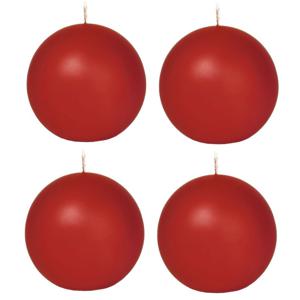 Trend Candles Bolkaars glad - 4x - rood - 7 cm - 16 branduren - ronde kaarsen