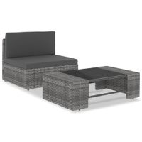 2-delige Loungeset poly rattan grijs - thumbnail