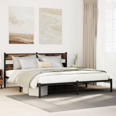 Bedframe zonder matras metaal gerookt eikenkleurig 193x203 cm