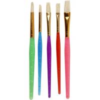 Schilder kwasten - klein - 5x - voor kinderen - Hobby platte/ronde penselen Schilder kwasten - klein - 5x - voor kinderen - Hobby platte/ronde penselen