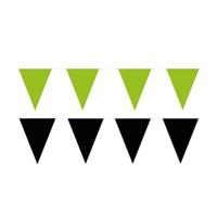 Feest versiering punt vlaggetjes pakket - 60 meter - groen en zwart - slingers / vlaggenlijnen
